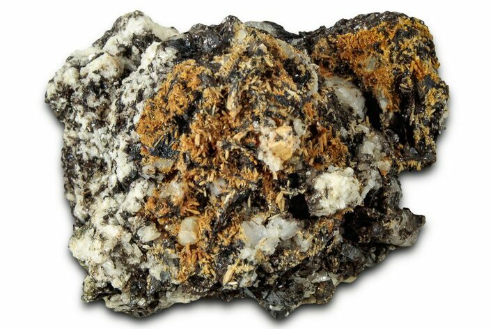 Orange Niobophyllite on Aegirine and Feldspar - Malawi #326663